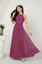Robe de soirée formelle Baoleely en mousseline de soie, col licou, longue, sans manches, robe de demoiselle d'honneur 2802 