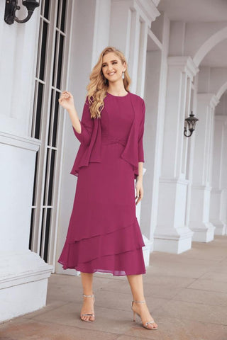 Vestido de fiesta formal de dos piezas corte A para la madre de la novia Sunderly SY28072