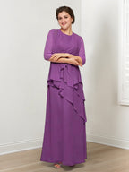 Vestidos de corte princesa/línea A para la madre de la novia con volantes y chaqueta 