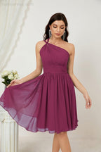Vestido corto de gasa con un solo hombro para dama de honor de mujer Baoleely, ideal para fiestas y eventos formales como el baile de bienvenida (modelo 2804).