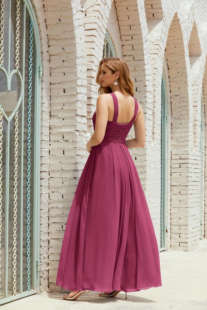 Vestidos de dama de honor con cuello halter, vestido formal de cóctel o de fiesta 28015 