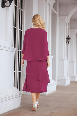 Vestido de fiesta formal de dos piezas corte A para la madre de la novia Sunderly SY28072