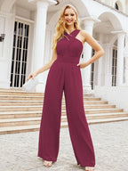 Baoleely Crisscross Neck Jumpsuit Formal Evening Dress Long Bridesmaid Dresses Bell-bottomed Pants 28033