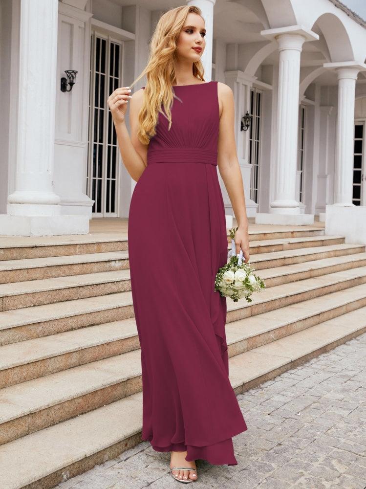 Baoleely Bridesmaid Dresses for Wedding Ruffles Long Formal Prom Gowns 28039