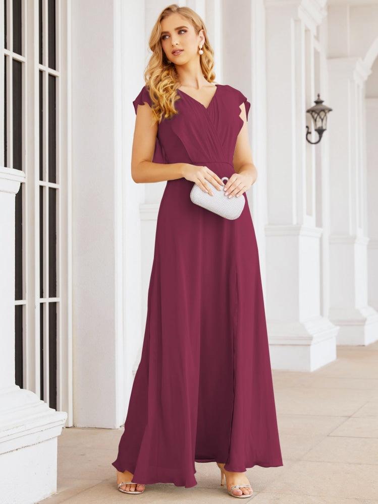 Robe de demoiselle d'honneur Sunnderly, robe de bal formelle à cape, robe dos nu pour la mère de la mariée SY28058 