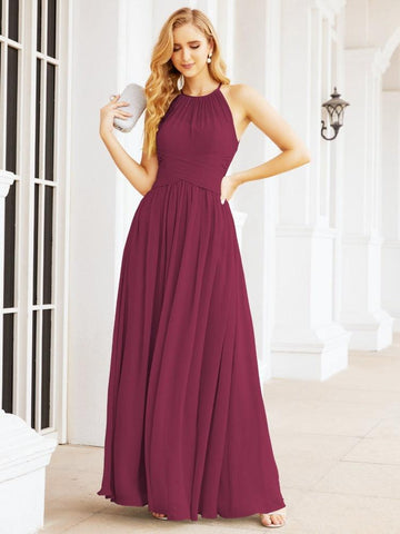 Baoleely Sleeveless Bridesmaid Dresses Long Prom Gown Zipper with Keyhole Back 28056