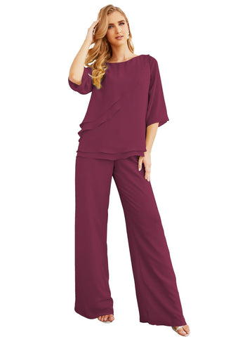 Elegante conjunto de pantalón y bata plateada de dos piezas para la madre de la novia, talla grande, con volantes, Sunderly Elegant SY28064