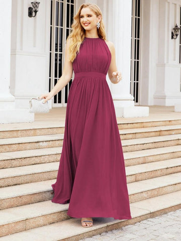 Baoleely Halter Bridesmaid Dress Empire Waist Formal Evening Prom Gown for Mother of The Bride 28030
