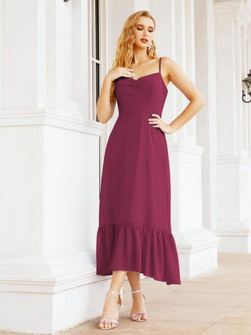 Baoleely Blackless Strap Bridesmaid Dress Ankle Length 28028