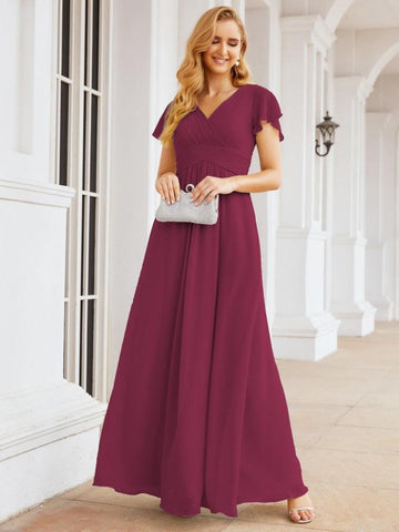 Baoleely Formal Prom Gowns for Mother of The Bride Cap Sleeves Bridesmaid Dress 28047