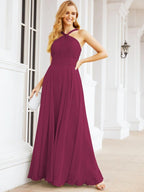 Baoleely Crisscross Halter Bridesmaid Dresses for Party Wedding Evening Prom Maxi Ball Gowns 28053