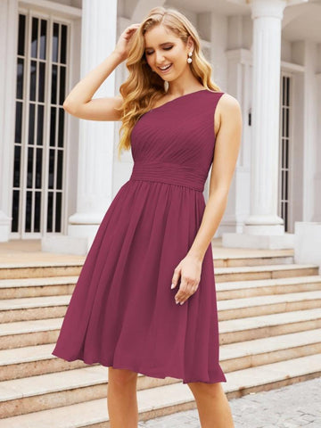 Robe de bal courte plissée asymétrique, robe de soirée formelle 28046 