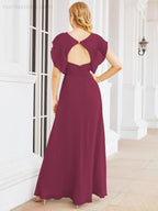 Robe de demoiselle d'honneur Sunnderly, robe de bal formelle à cape, robe dos nu pour la mère de la mariée SY28058 