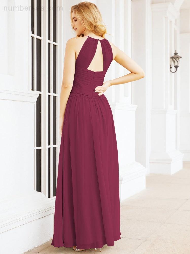 Baoleely Sleeveless Bridesmaid Dresses Long Prom Gown Zipper with Keyhole Back 28056