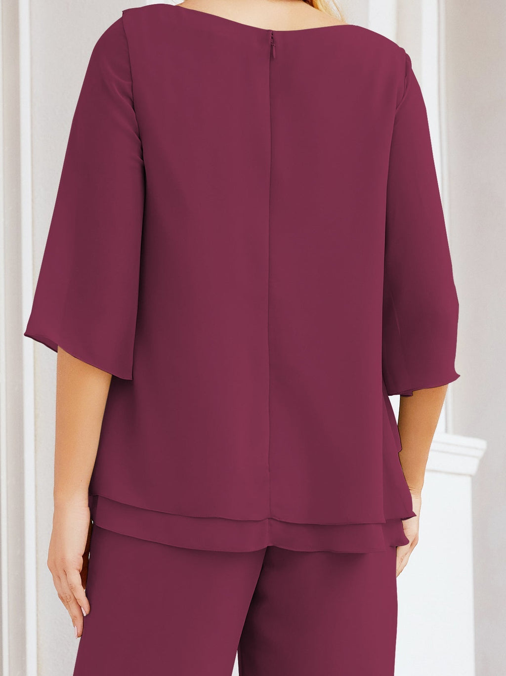 Baoleely Élégante robe mère de la mariée 2 pièces, grande taille, pantalon, volants, couches argentées, peignoir 28064