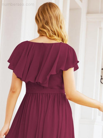 Vestidos de dama de honor con mangas abullonadas para fiesta formal de noche y graduación 28044 