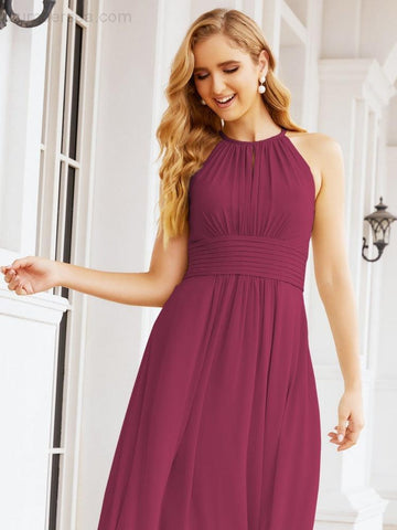 Vestidos de dama de honor Baoleely con escote tipo ojo de cerradura, sin mangas, para fiestas formales de noche y graduación 28043