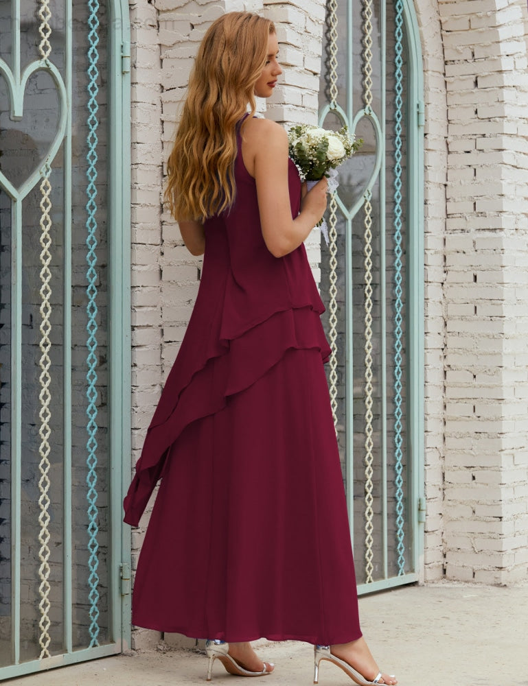 Vestido largo de gasa de talla grande para la madre de la novia, vestido de gala para dama de honor, vestido de graduación SY28019