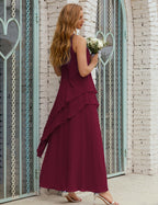 Vestido largo de gasa de talla grande para la madre de la novia, vestido de gala para dama de honor, vestido de graduación SY28019