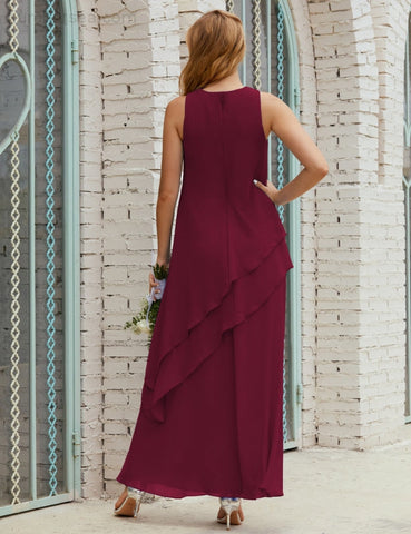 Vestido largo de gasa de talla grande para la madre de la novia, vestido de gala para dama de honor, vestido de graduación SY28019