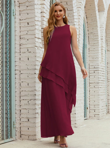 Vestido largo de gasa de talla grande para la madre de la novia, vestido de gala para dama de honor, vestido de graduación SY28019