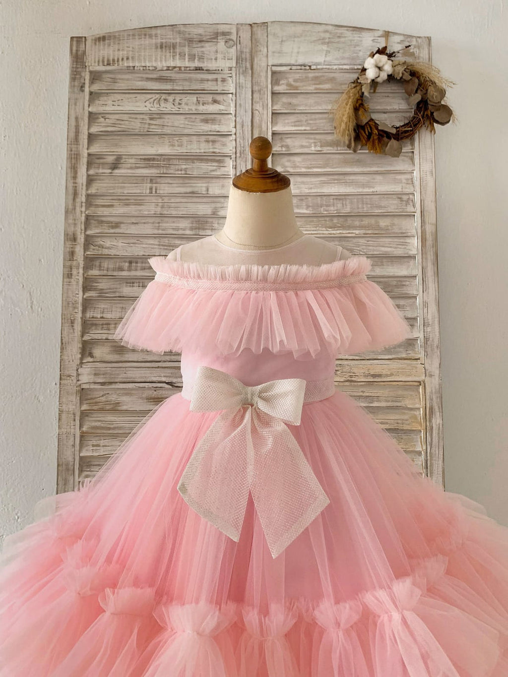 Vestido rosa de tul hasta la rodilla (2003227601) 