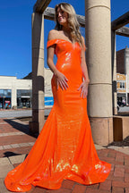 Off Shoulder Sequins Mermaid Prom Dress