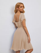 Robe de soirée dos nu, robe de bal formelle, longueur genou, manches courtes, robe de cocktail 28077 