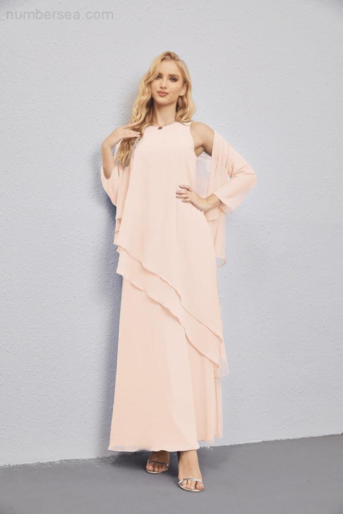 Vestidos de madre de la novia con cárdigan ligero abierto al frente, vestido formal de fiesta 28081 