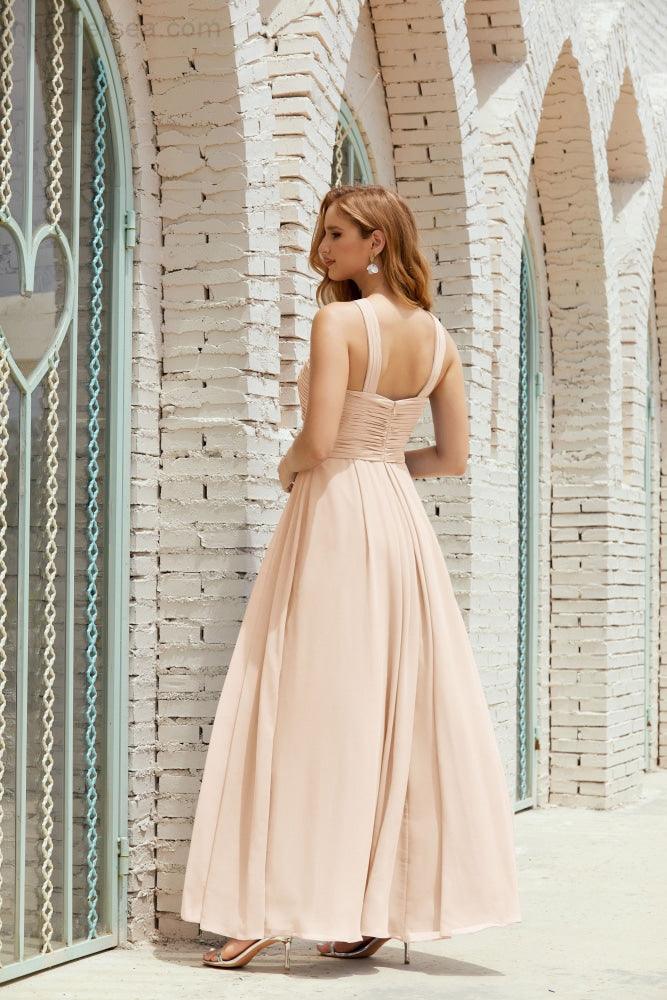 Vestidos de dama de honor con cuello halter, vestido formal de cóctel o de fiesta 28015 