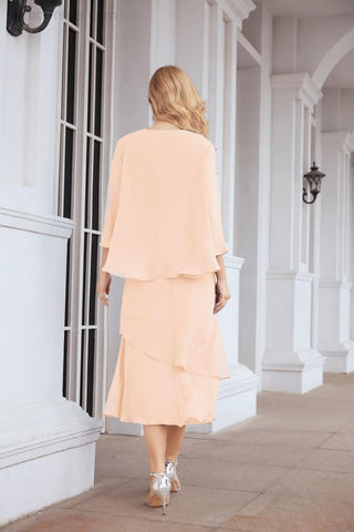 Vestido de fiesta formal de dos piezas corte A para la madre de la novia Sunderly SY28072