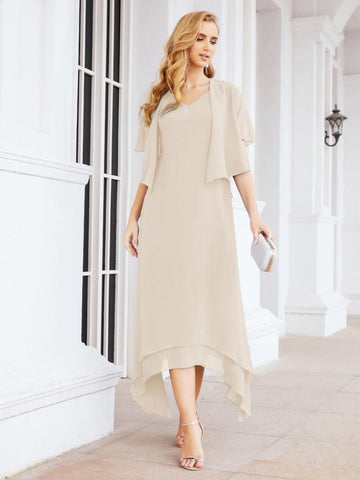 Vestido de fiesta formal de dos piezas corte A para la madre de la novia Sunderly SY28073