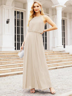 Baoleely  Halter Long Bridesmaid Dresses Formal A line Juniors Dress 28029