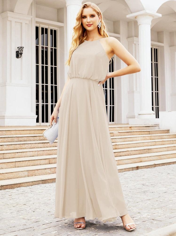 Baoleely  Halter Long Bridesmaid Dresses Formal A line Juniors Dress 28029