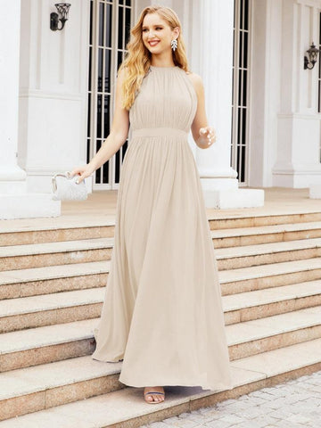 Baoleely Halter Bridesmaid Dress Empire Waist Formal Evening Prom Gown for Mother of The Bride 28030