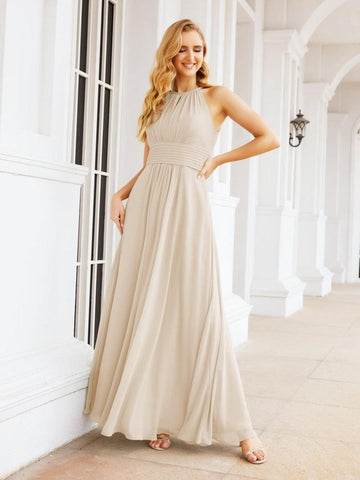 Vestidos de dama de honor Baoleely con escote tipo ojo de cerradura, sin mangas, para fiestas formales de noche y graduación 28043