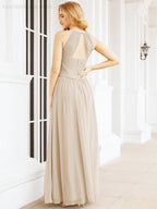 Baoleely Sleeveless Bridesmaid Dresses Long Prom Gown Zipper with Keyhole Back 28056