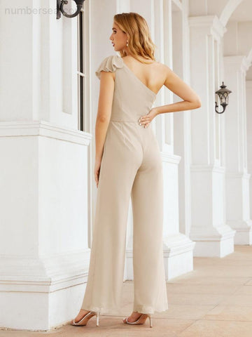 Baoleely Women's One Shoulder Long Jumpsuit Formal Evening Dress Long Bridesmaid Dresses Pants Wedding Party 28034