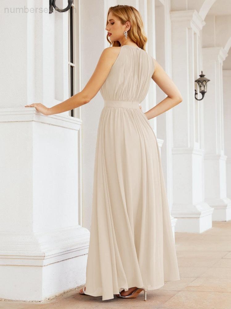 Baoleely Halter Bridesmaid Dress Empire Waist Formal Evening Prom Gown for Mother of The Bride 28030
