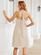 Robe de demoiselle d'honneur courte en mousseline de soie, dos nu, sans manches, robe de soirée formelle, dos nu, Baoleely 28023 
