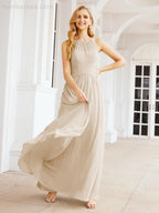 Baoleely Sleeveless Bridesmaid Dresses Long Prom Gown Zipper with Keyhole Back 28056