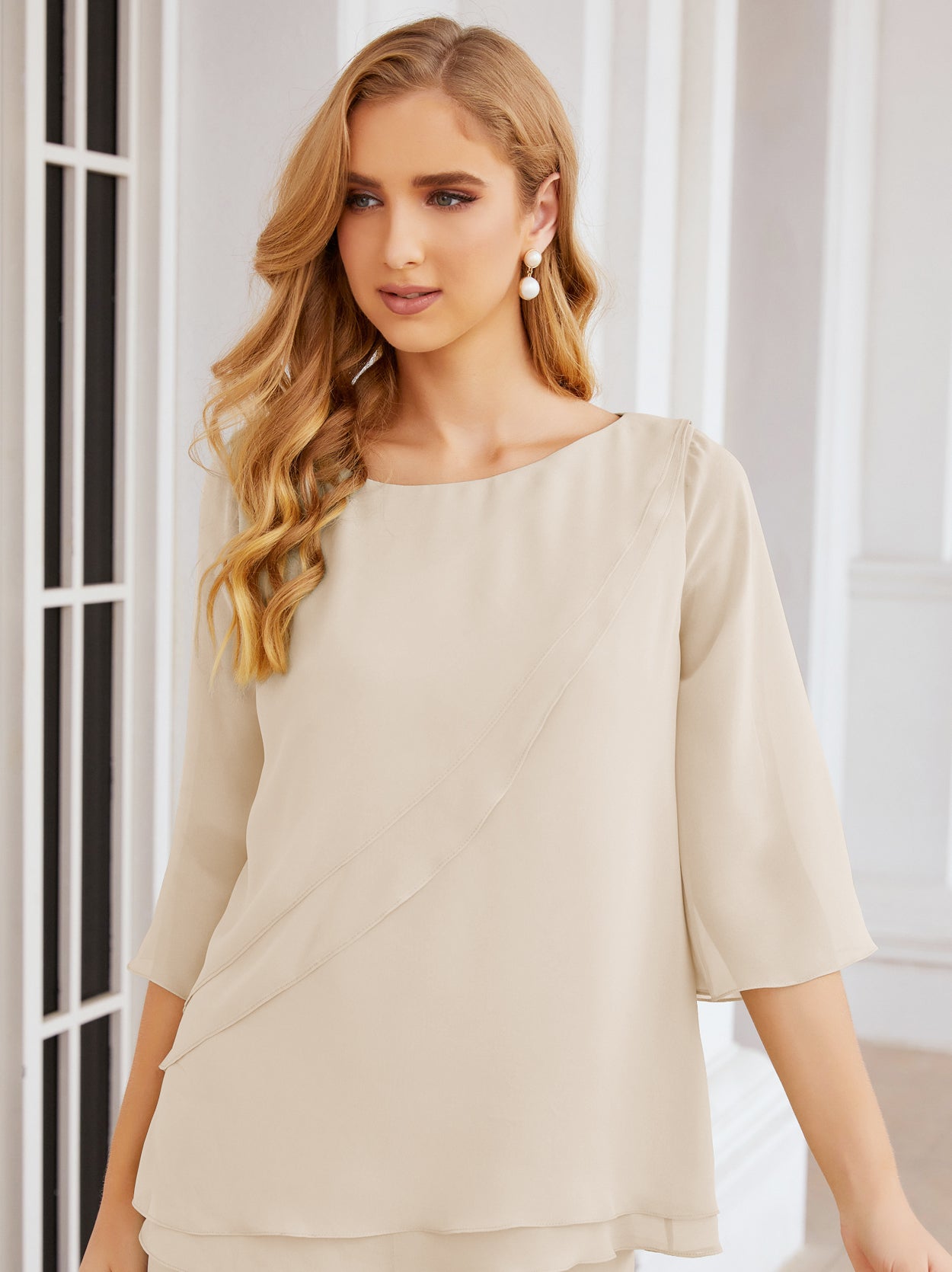 Baoleely Élégante robe mère de la mariée 2 pièces, grande taille, pantalon, volants, couches argentées, peignoir 28064
