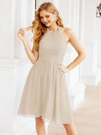 Robe de demoiselle d'honneur courte en mousseline de soie, dos nu, sans manches, robe de soirée formelle, dos nu, Baoleely 28023 