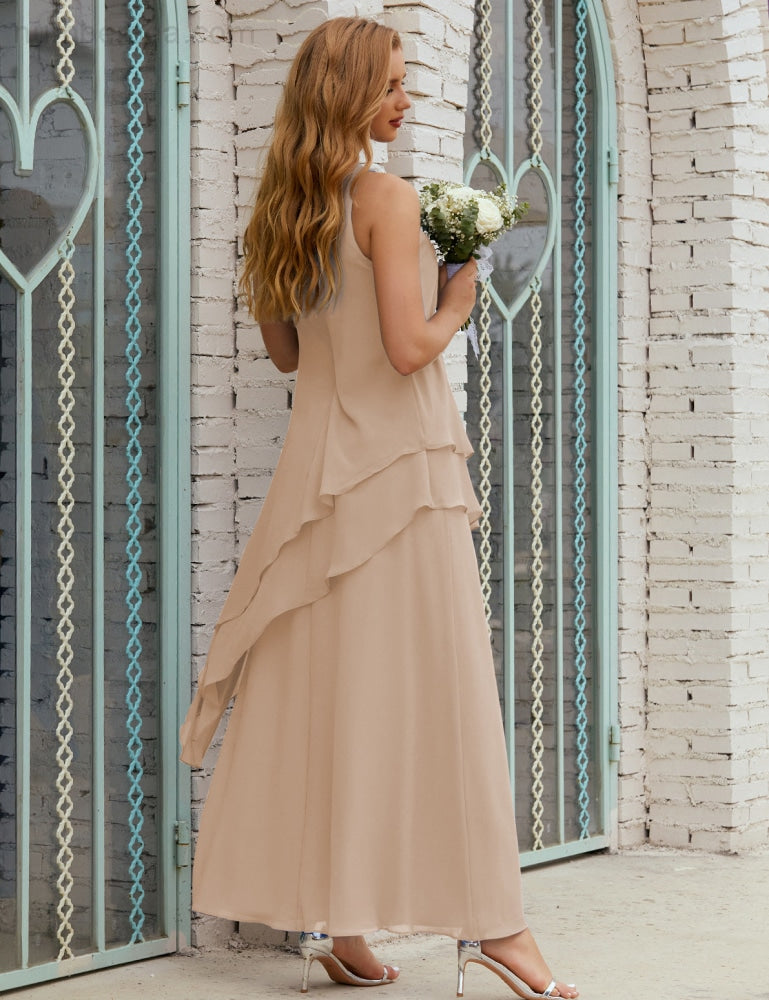 Vestido largo de gasa de talla grande para la madre de la novia, vestido de gala para dama de honor, vestido de graduación SY28019