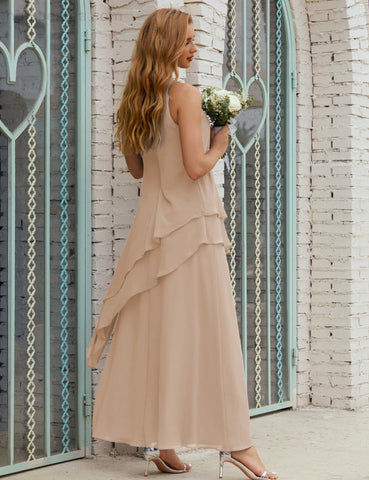 Vestido largo de gasa de talla grande para la madre de la novia, vestido de gala para dama de honor, vestido de graduación SY28019