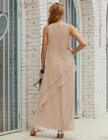 Vestido largo de gasa de talla grande para la madre de la novia, vestido de gala para dama de honor, vestido de graduación SY28019