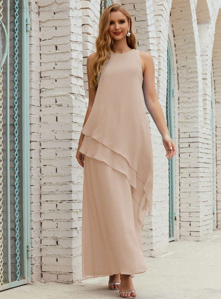 Vestido largo de gasa de talla grande para la madre de la novia, vestido de gala para dama de honor, vestido de graduación SY28019