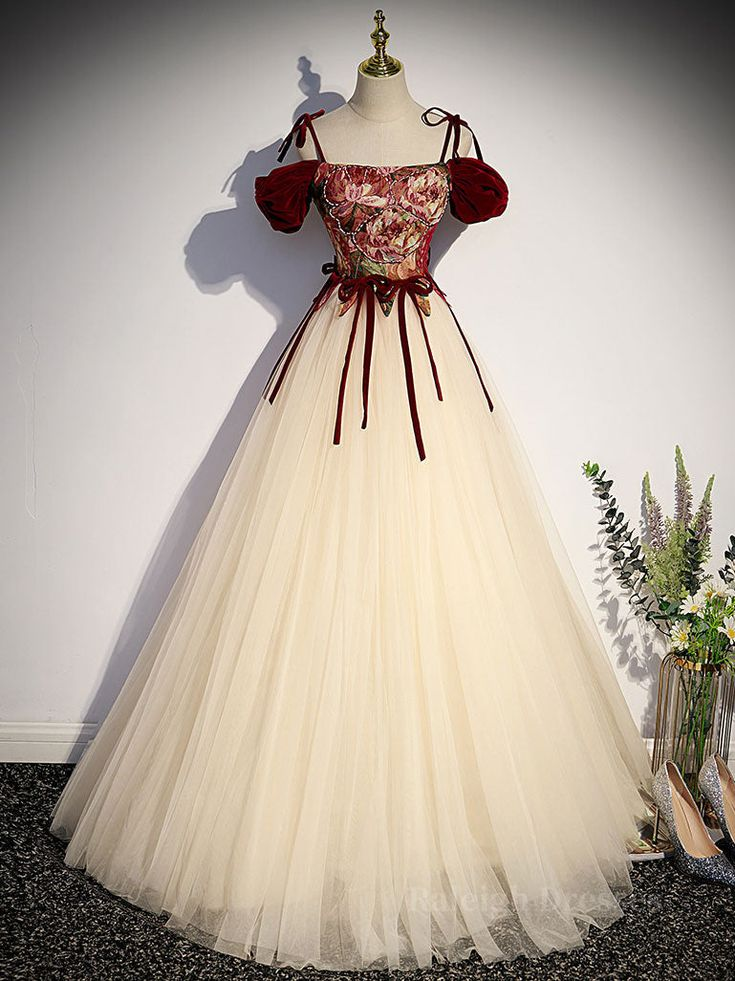 Vestido de fiesta largo vintage de tul corte A con tirantes finos, estilo gala, modelo Y7662