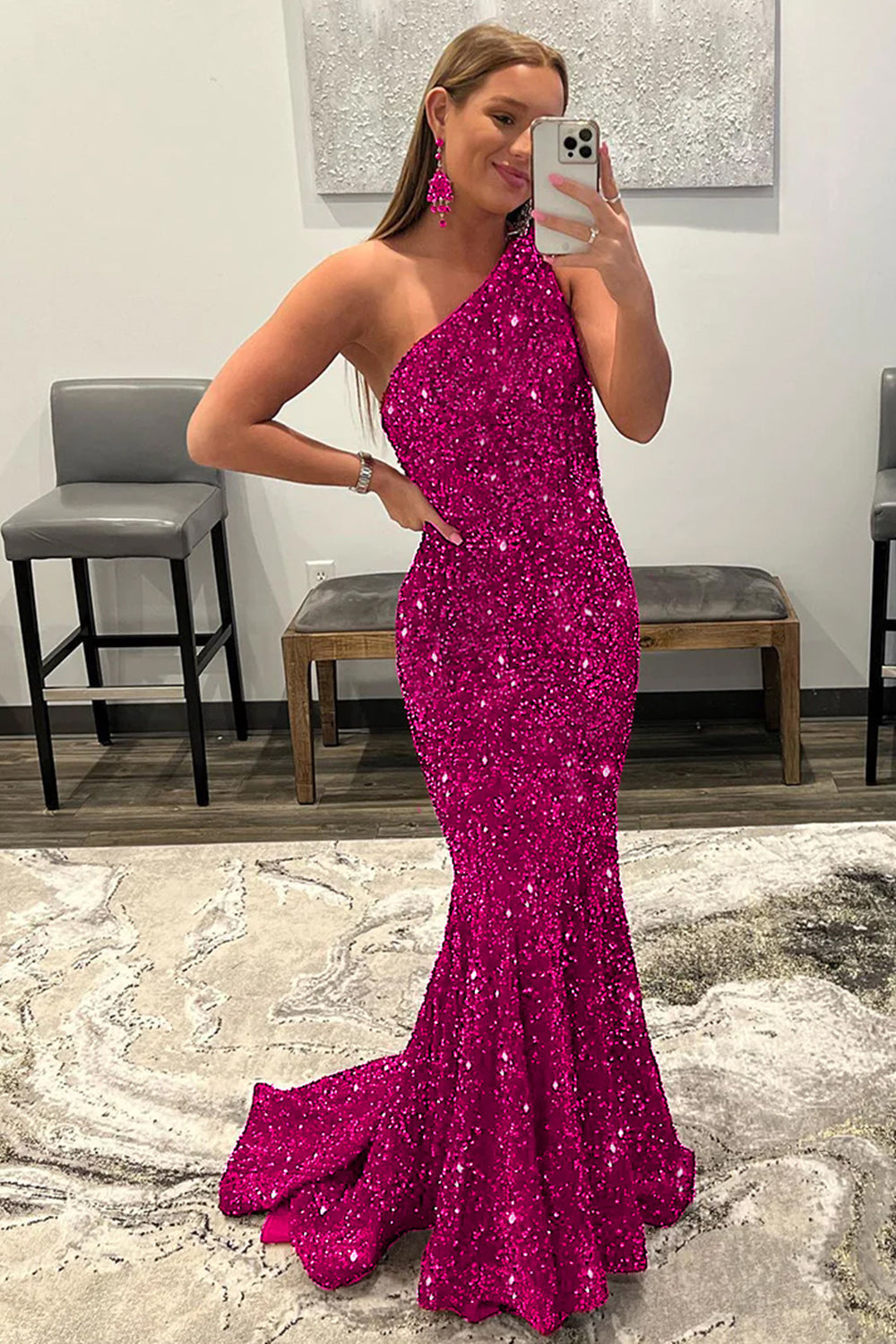 Green Sequins Mermaid Long Prom Dress