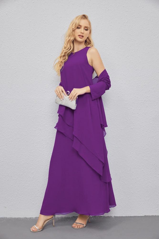 Vestidos de madre de la novia con cárdigan ligero abierto al frente, vestido formal de fiesta 28081 